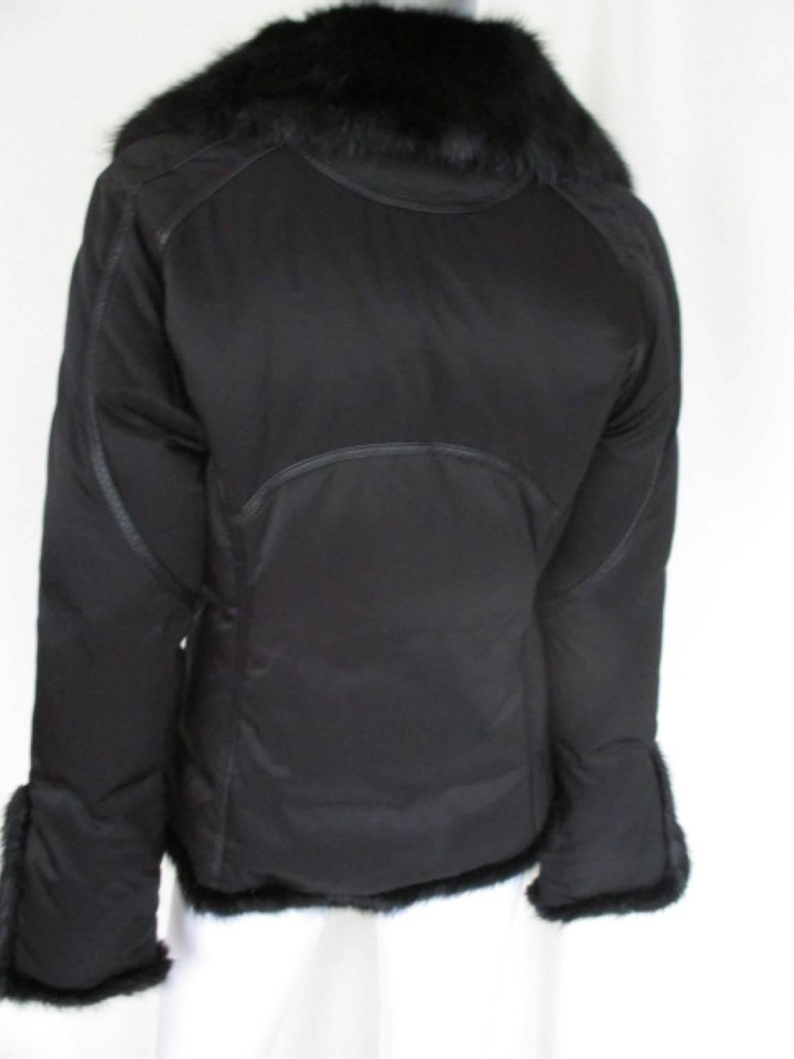 Women's Black Mink Fur Trimmed SKI Jacket Small For Sale