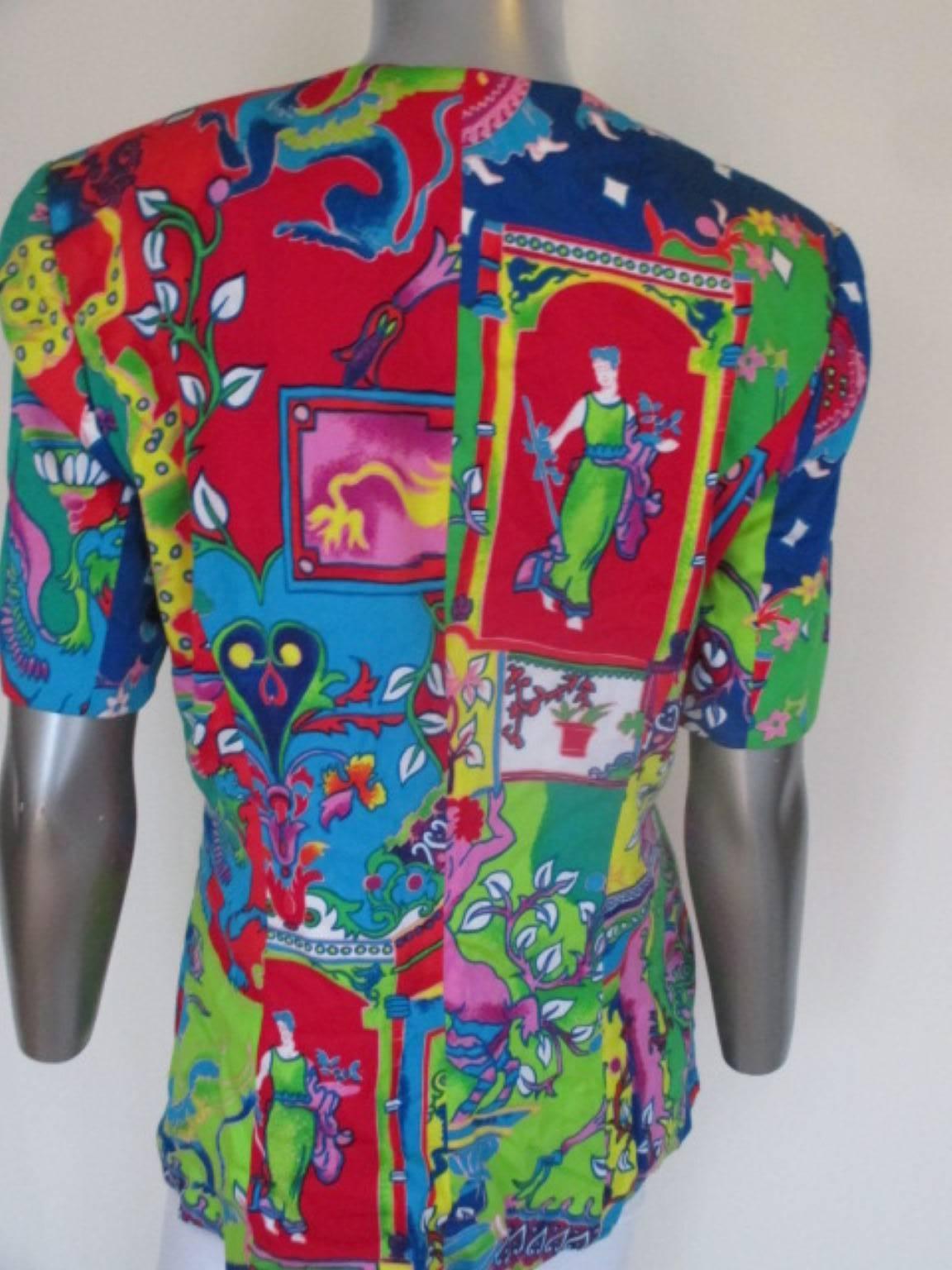 Louis Feraud classical motif cotton blazer, 1980s In Good Condition For Sale In Amsterdam, NL