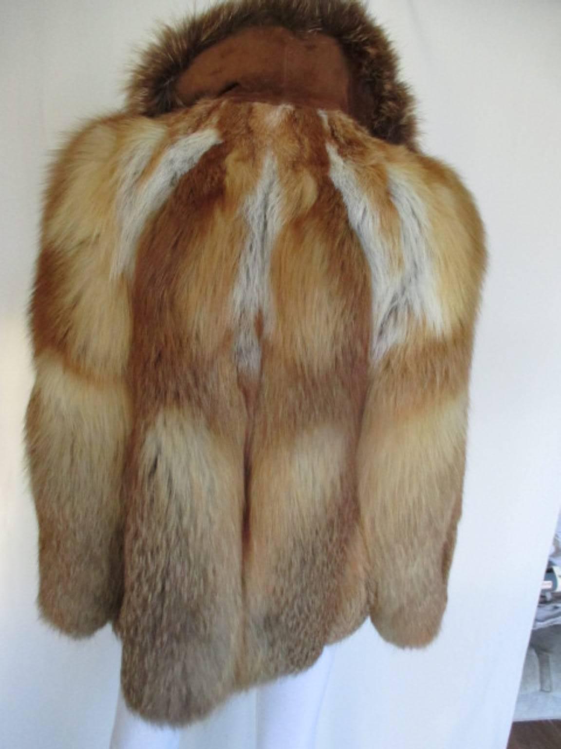 Brown Red fox fur jacket