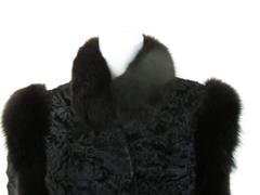 Black persian lamb/astrakhan trimmed with fox fur