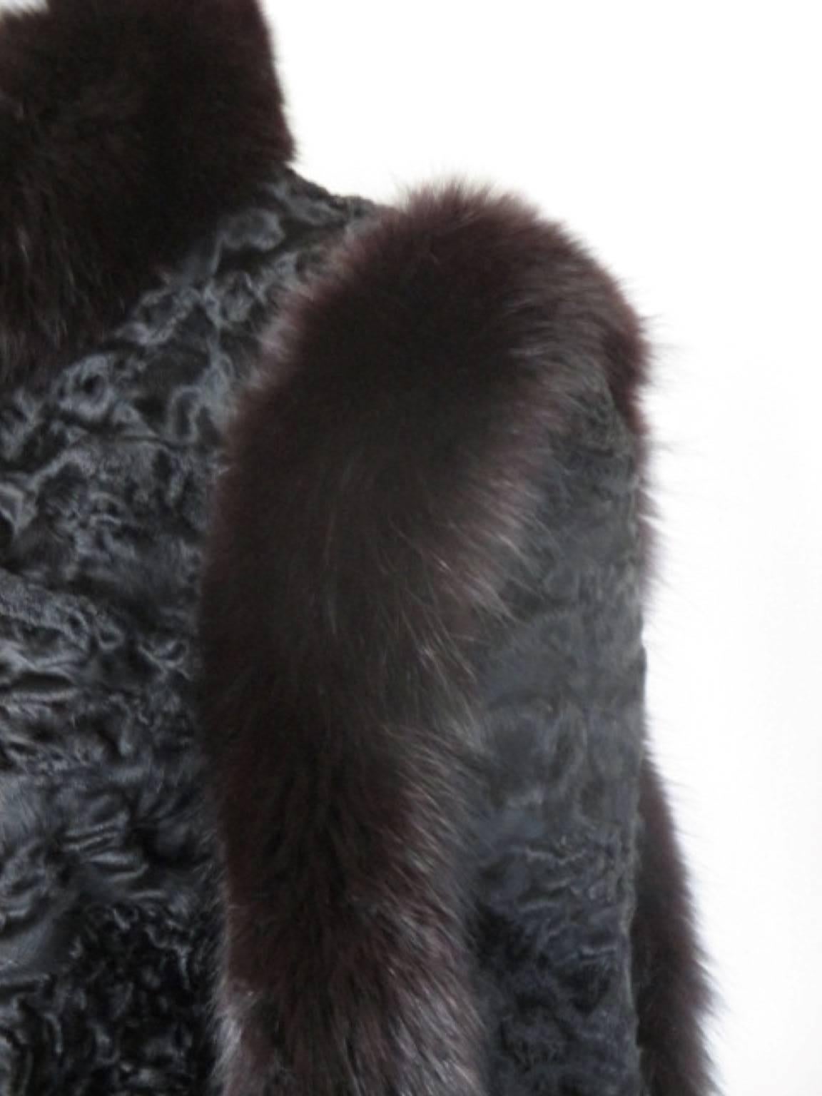 Women's Black persian lamb/astrakhan trimmed with fox fur