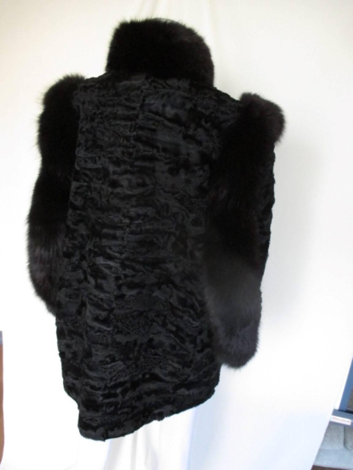Black persian lamb/astrakhan trimmed with fox fur 1