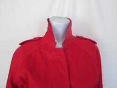 rare red classic burberry belted trench coat