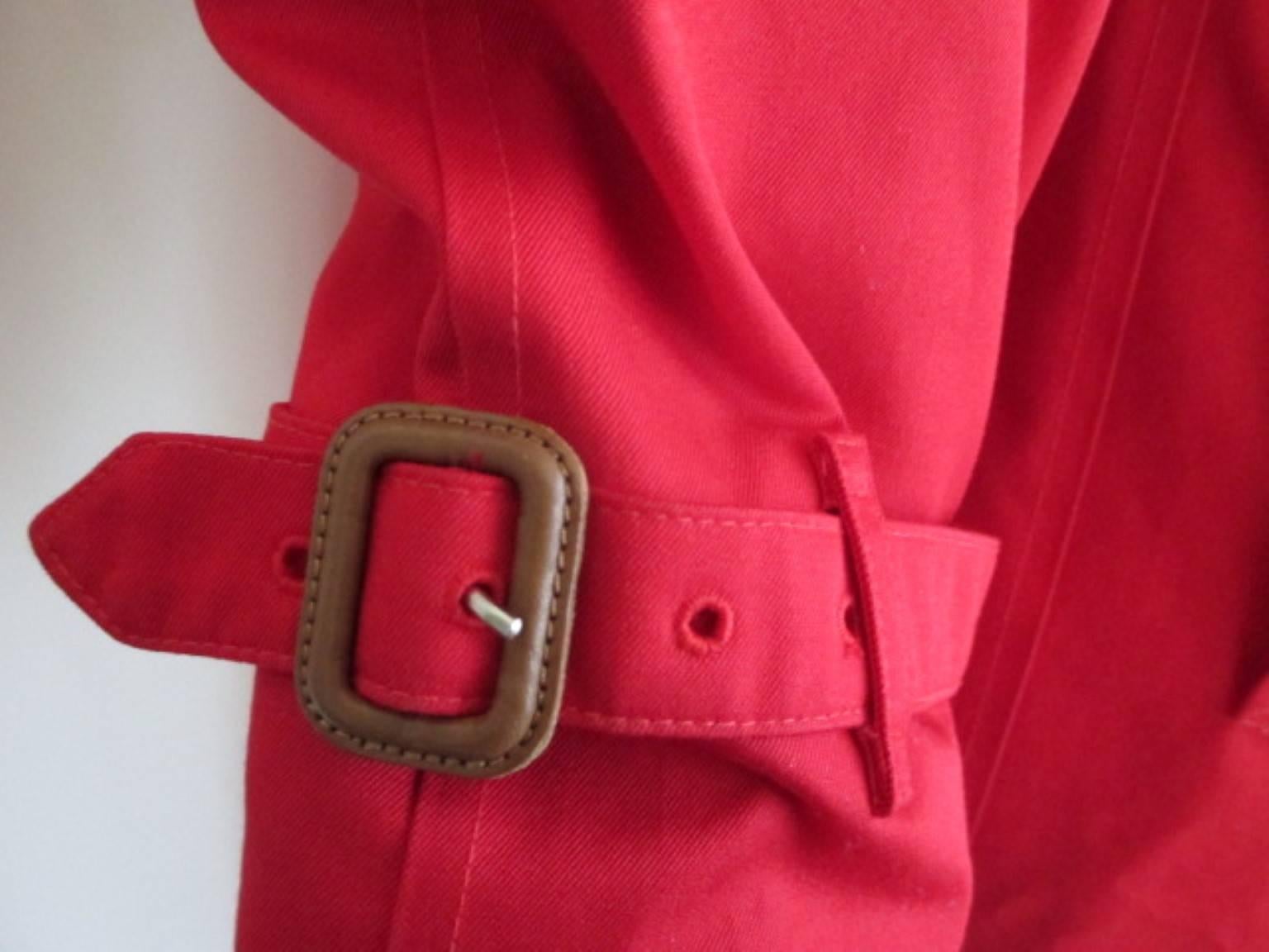 Red rare red classic burberry belted trench coat