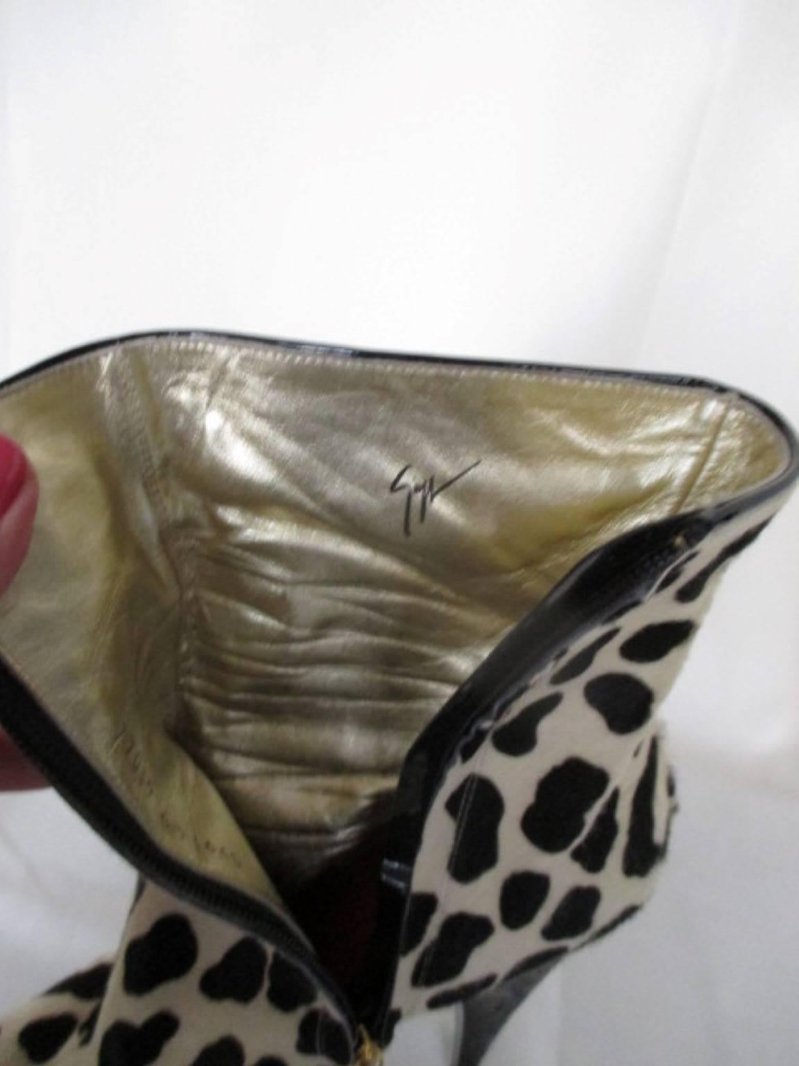 Gray Giuseppe Zanotti Leopard Pony skin Leather Fur Ankle Boots For Sale