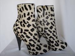 Giuseppe Zanotti Leopard Pony skin Leather Fur Ankle Boots