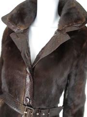 Chocolate Brown Belted Mink Fur Coat