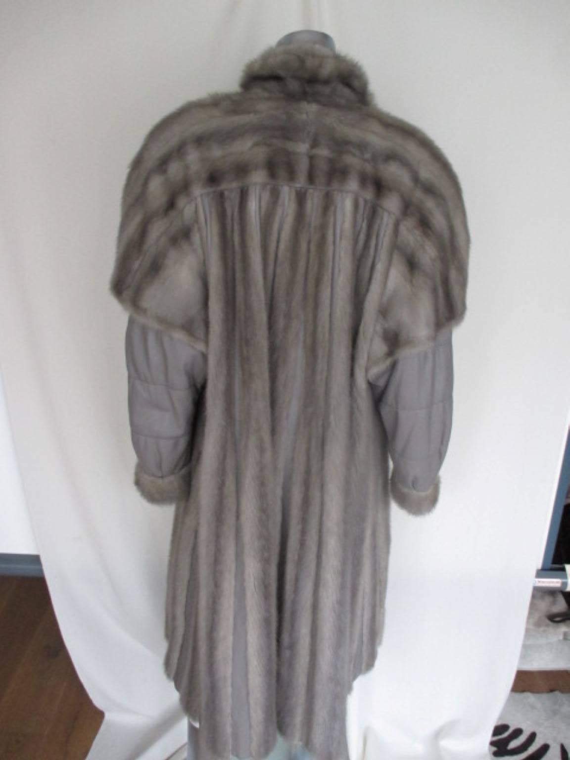 Sapphire Mink Fur and Leather Coat For Sale 1