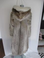 rare wolf/coyote fur coat with huge hood