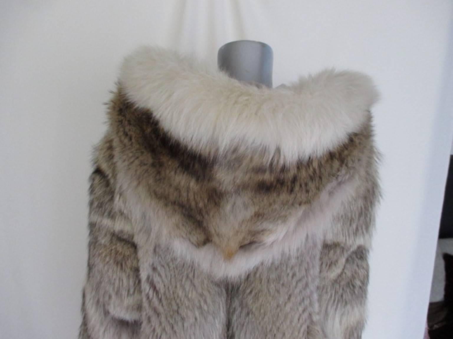 rare wolf/coyote fur coat with huge hood 1