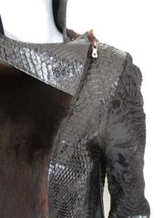 black snake leather mink / persian lamb fur coat