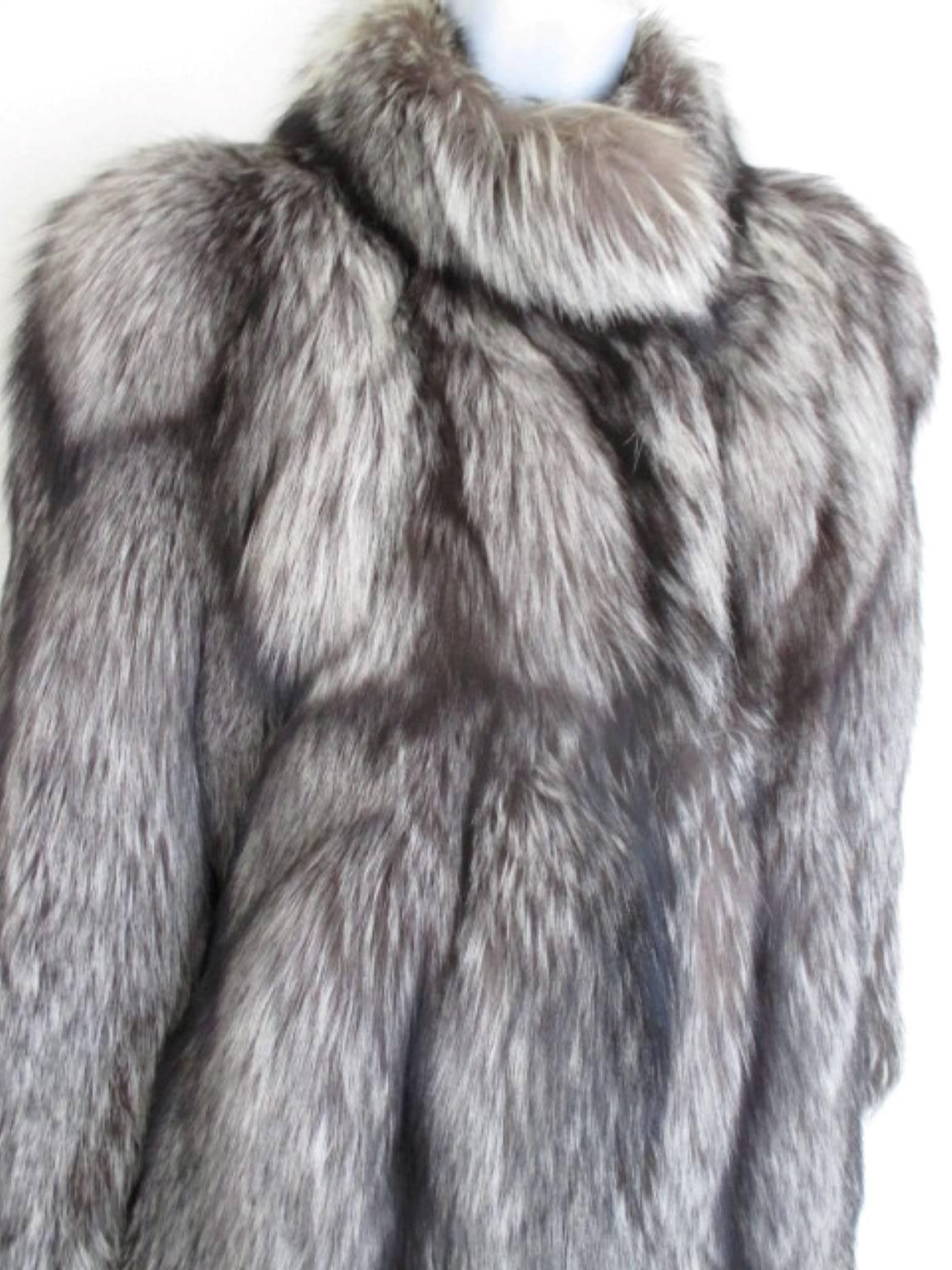 Silver beautiful soft silver fox fur coat