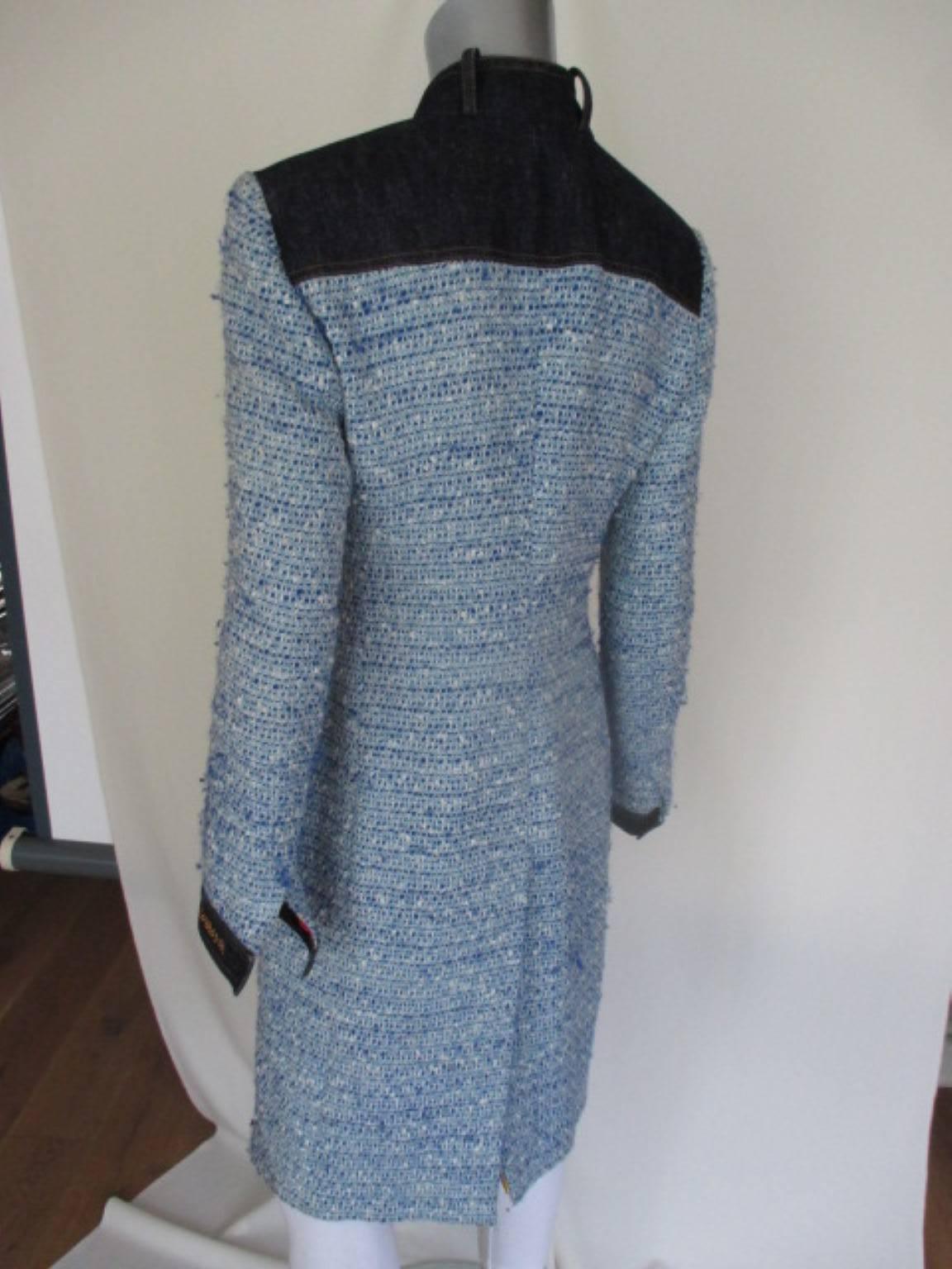 Gray Dolce & Gabbana Blue Wool/Denim Coat