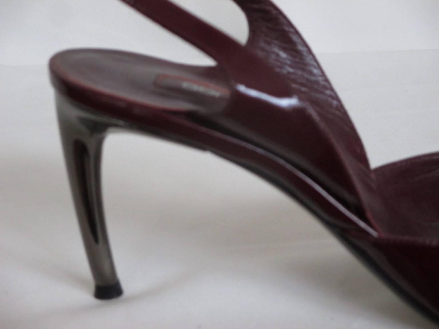 Black sergio rossi red bordeaux slingback patent leather pump