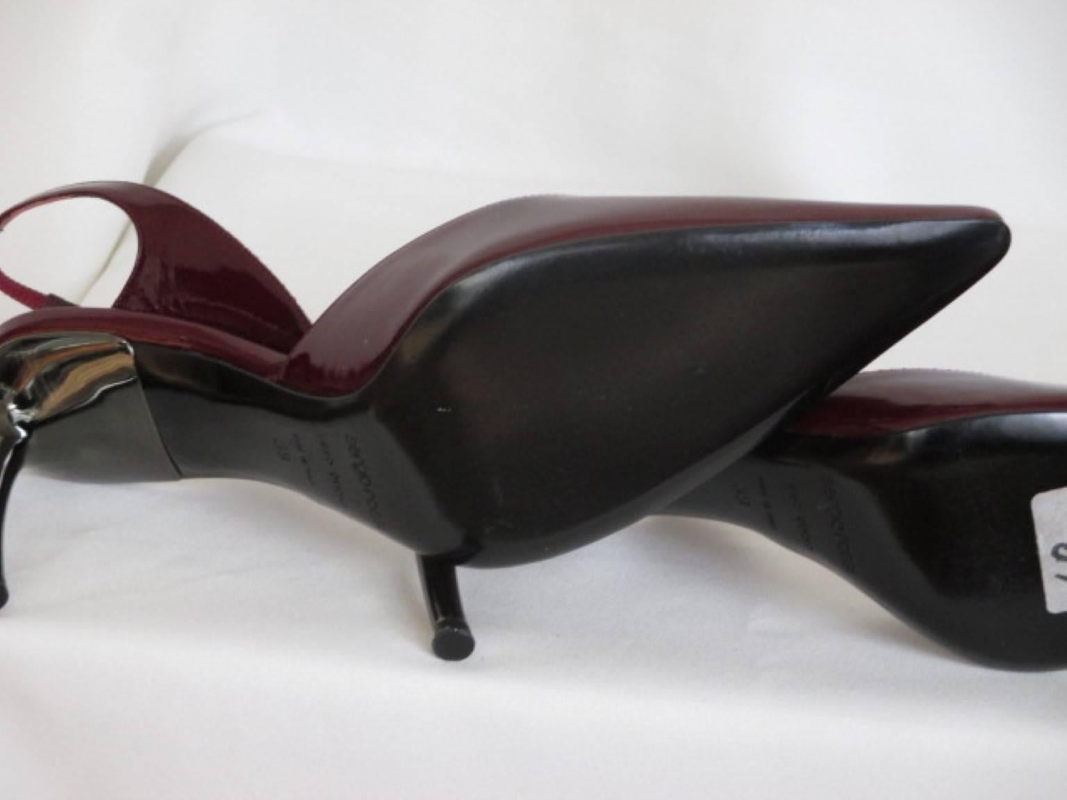 sergio rossi red bordeaux slingback patent leather pump In New Condition In Amsterdam, NL