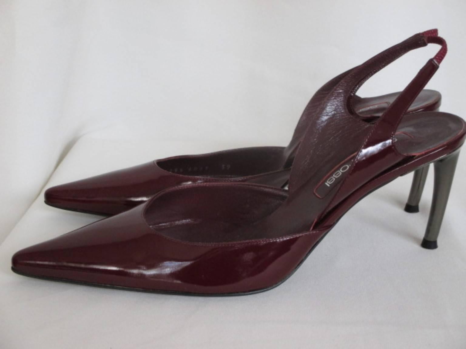 sergio rossi red bordeaux slingback patent leather pump 1