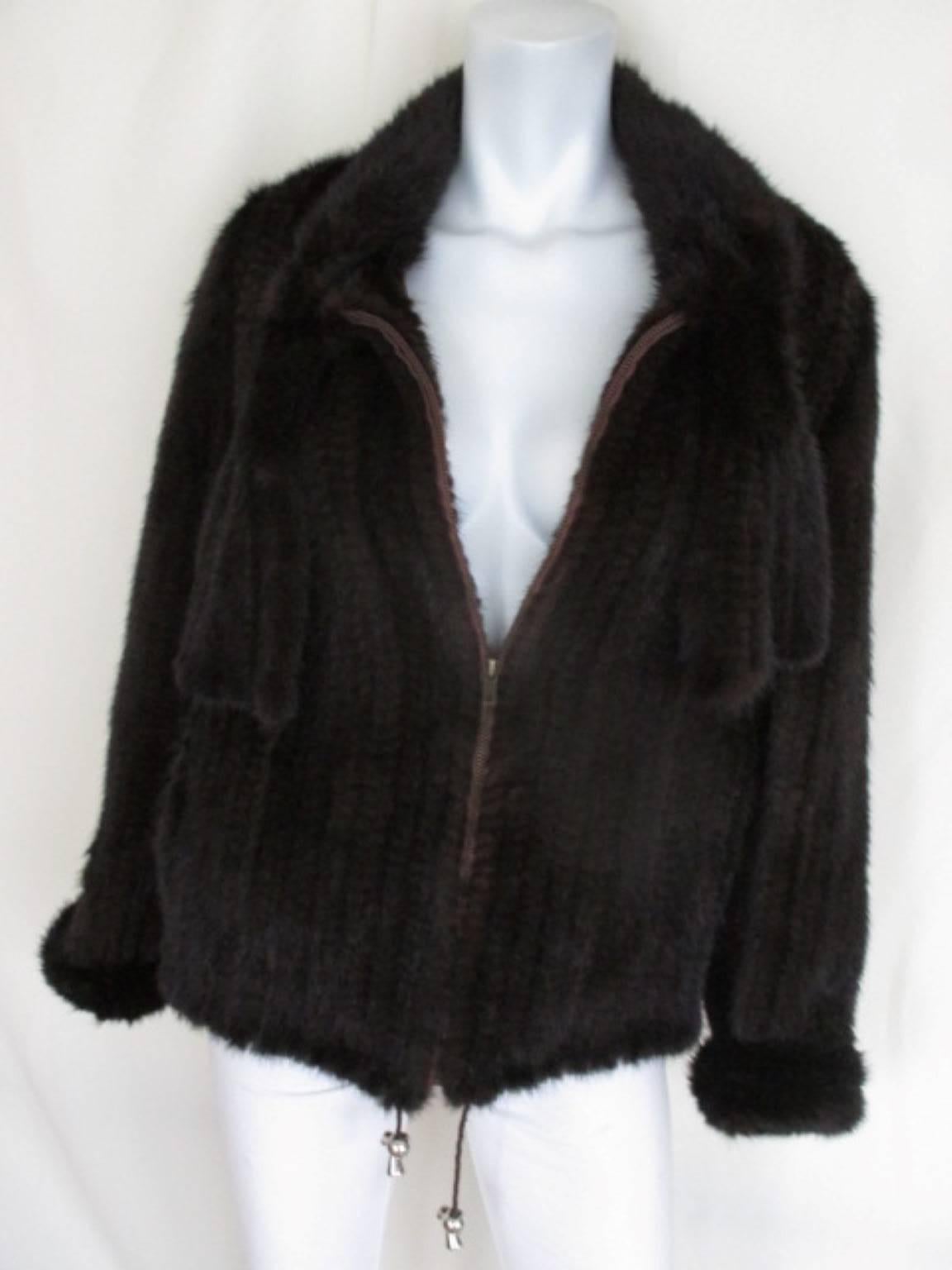 Exclusive Knitted Mink Fur jacket In Good Condition For Sale In Amsterdam, NL