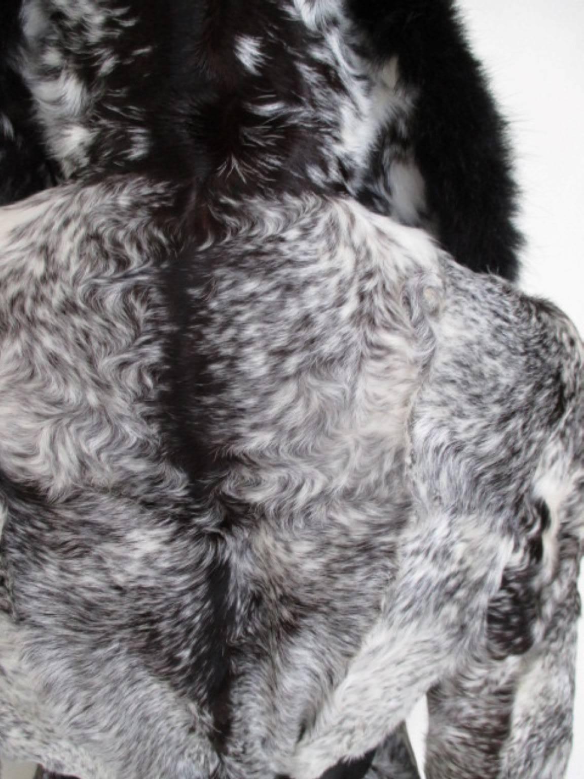 Black and white fur coat  2