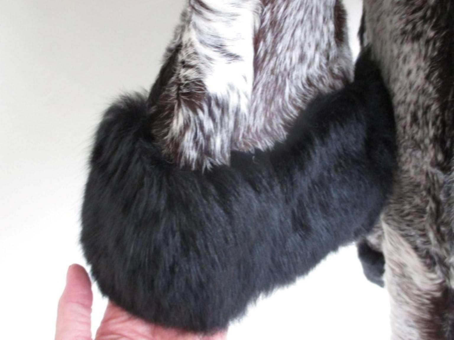 black and white fur jacket