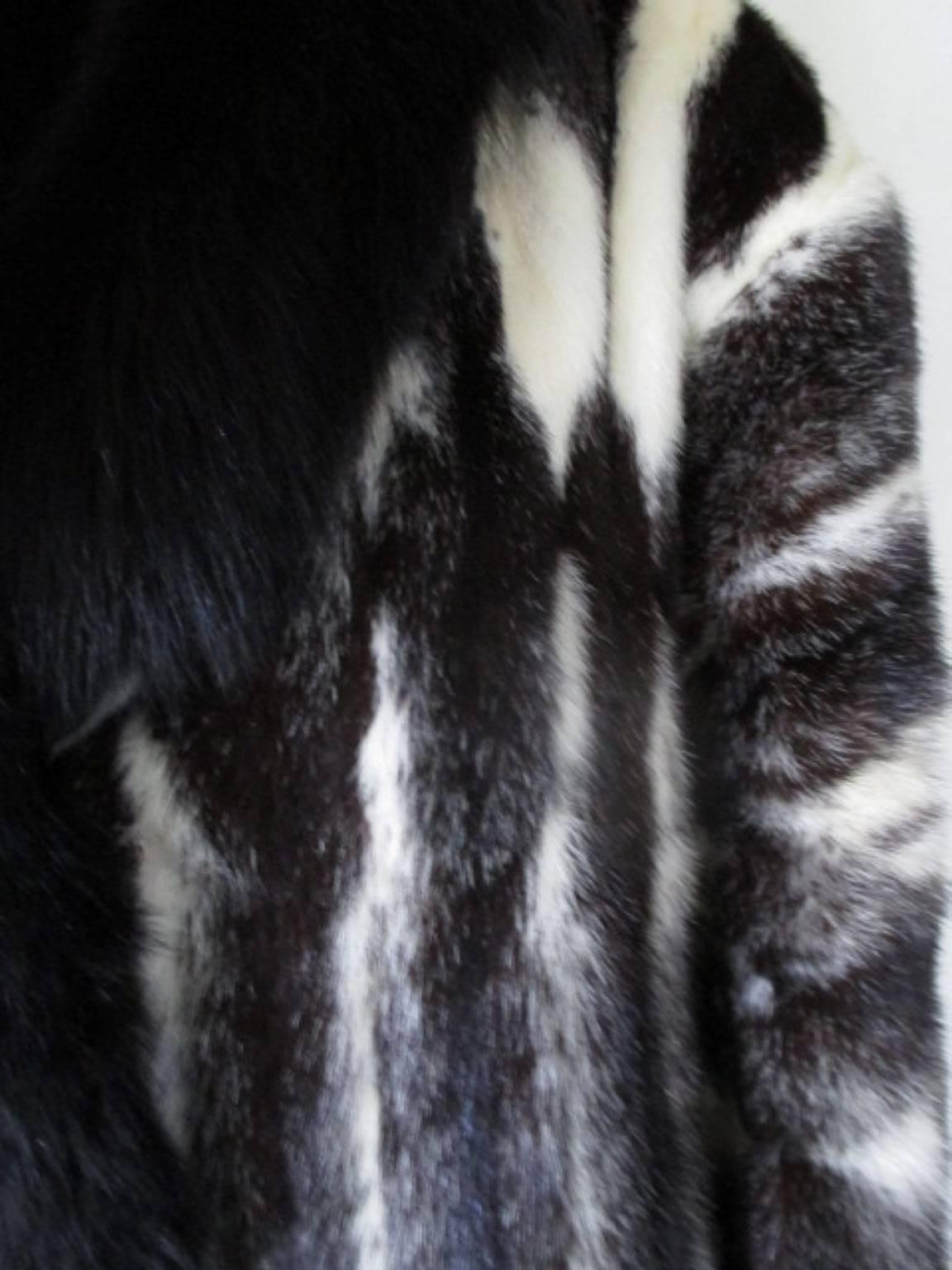 Black Extravagant black cross mink / black fox fur opera coat