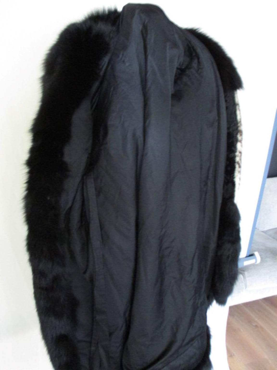 Extravagant black cross mink / black fox fur opera coat 3