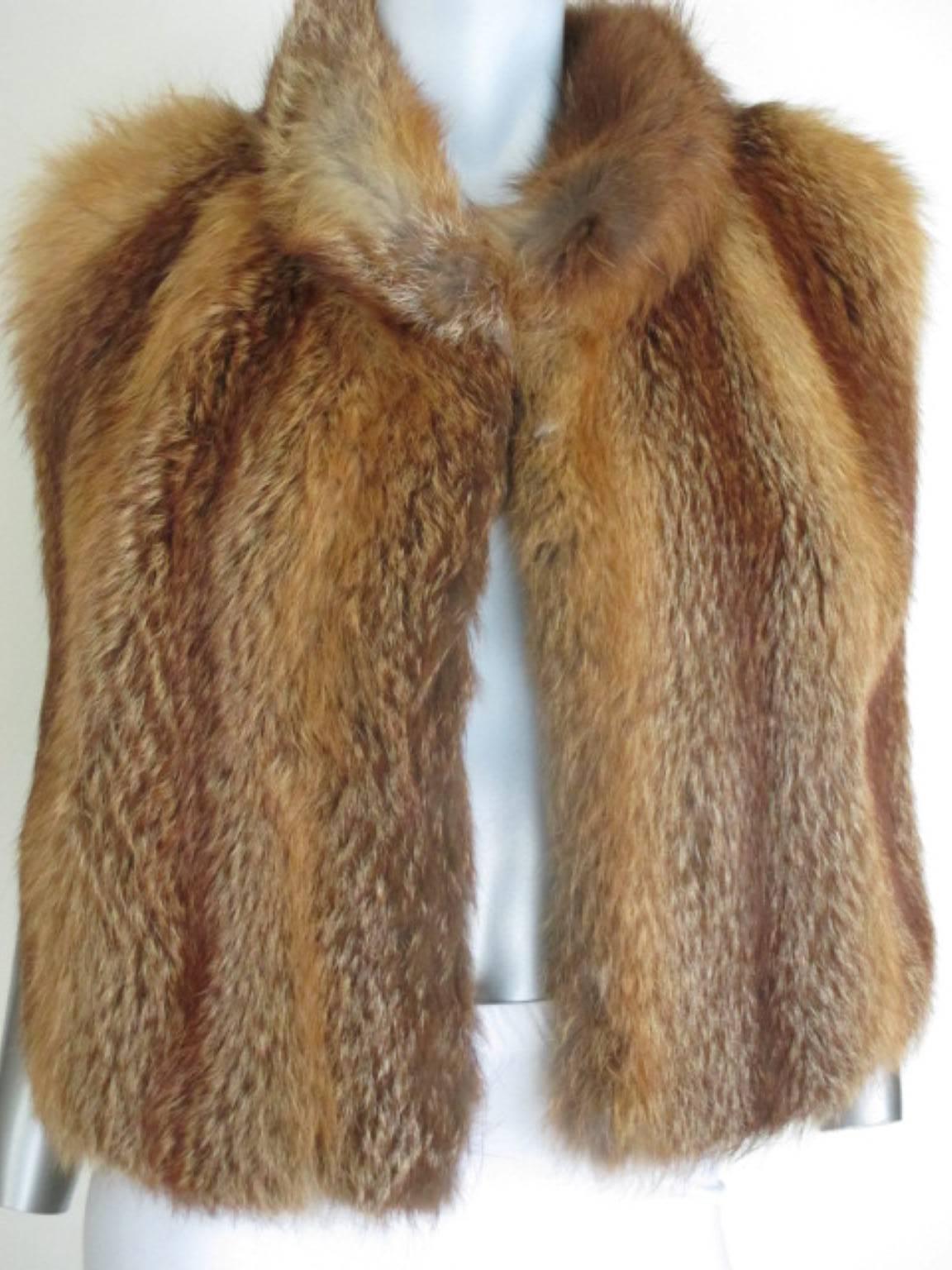 Women's or Men's Sleeveless Red Fox Fur Vest