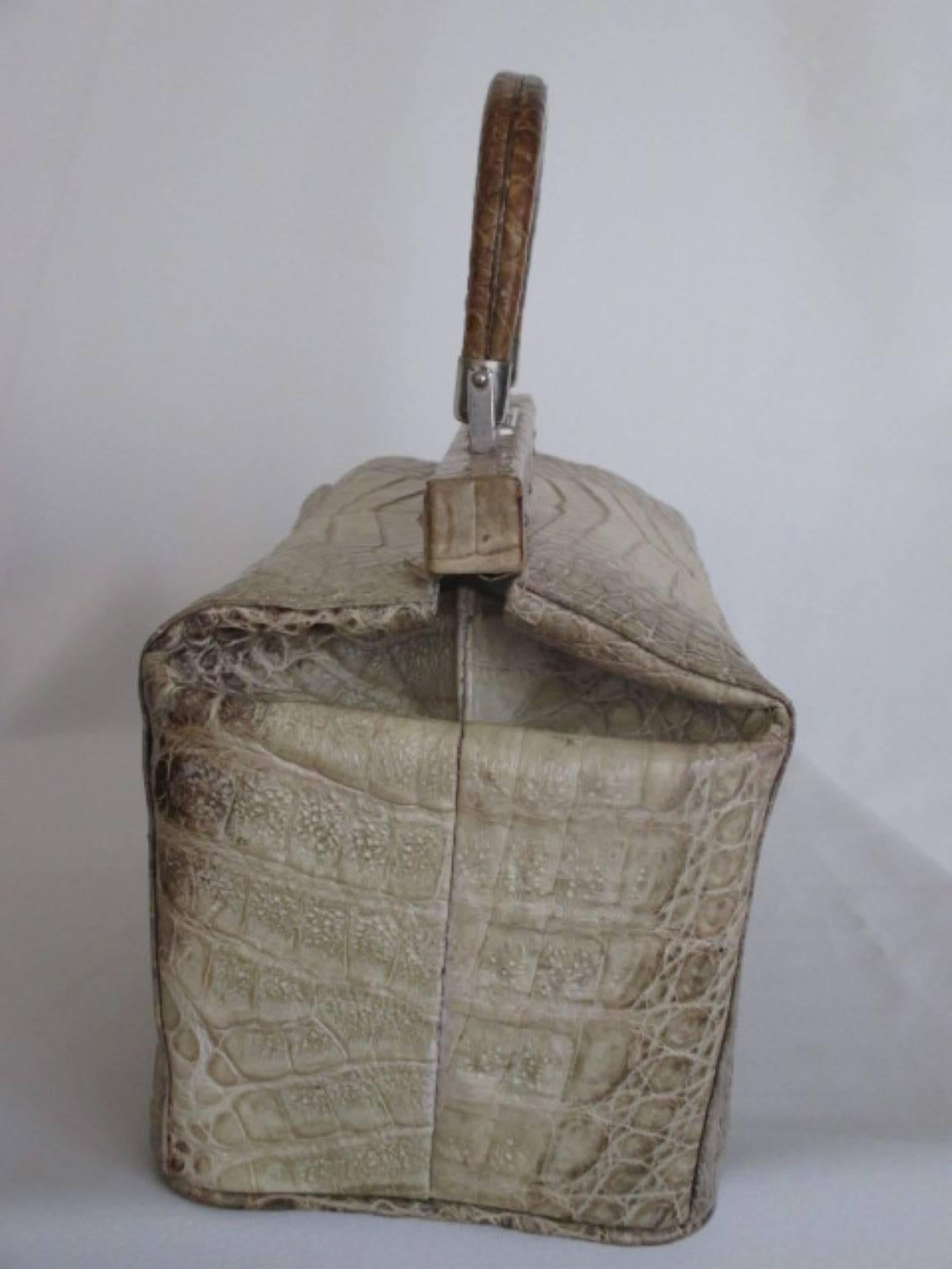 Women's or Men's exclusive petite crocodile/alligator leather top handle handbag 9.84 inch