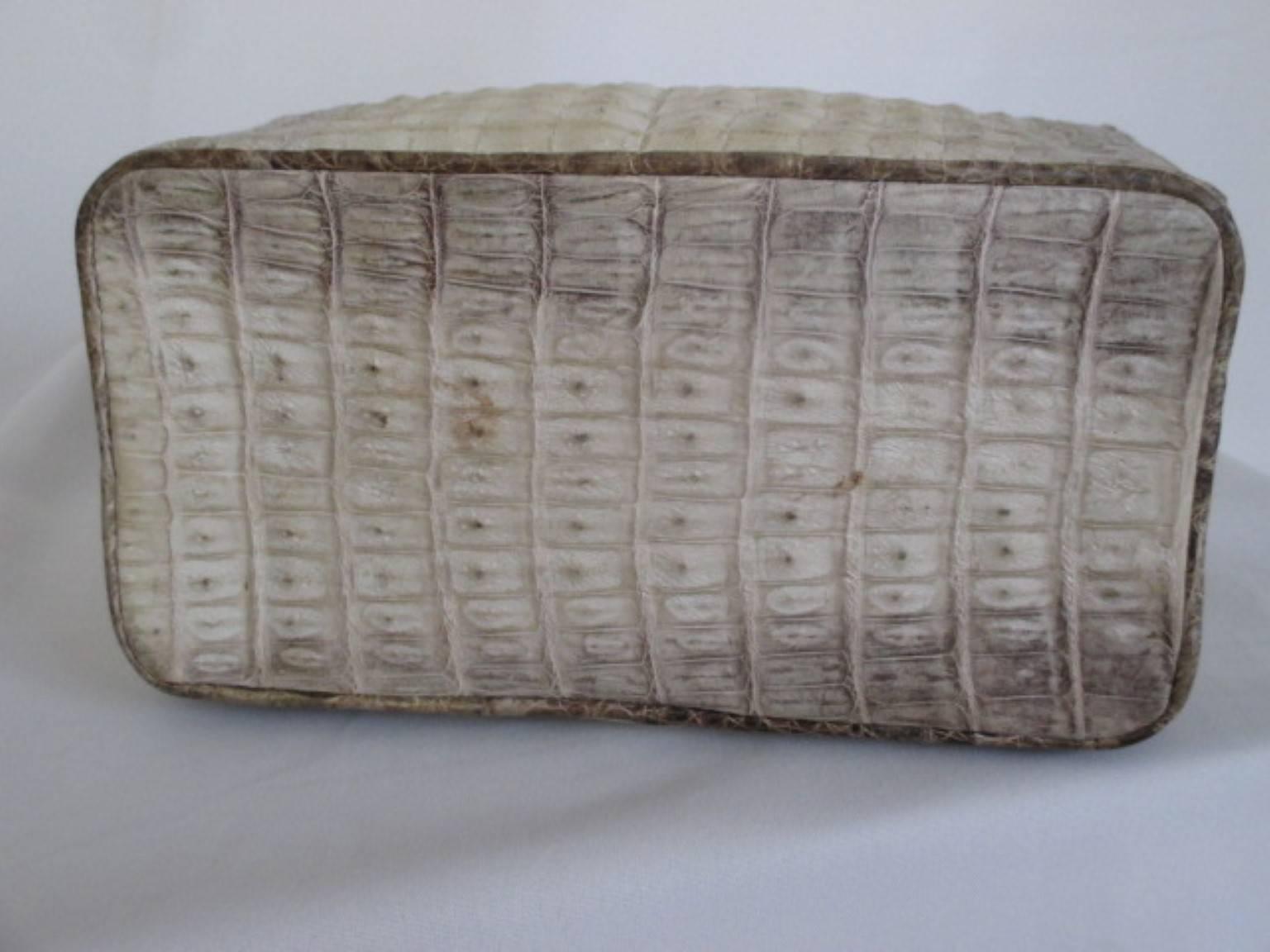 exclusive petite crocodile/alligator leather top handle handbag 9.84 inch 1