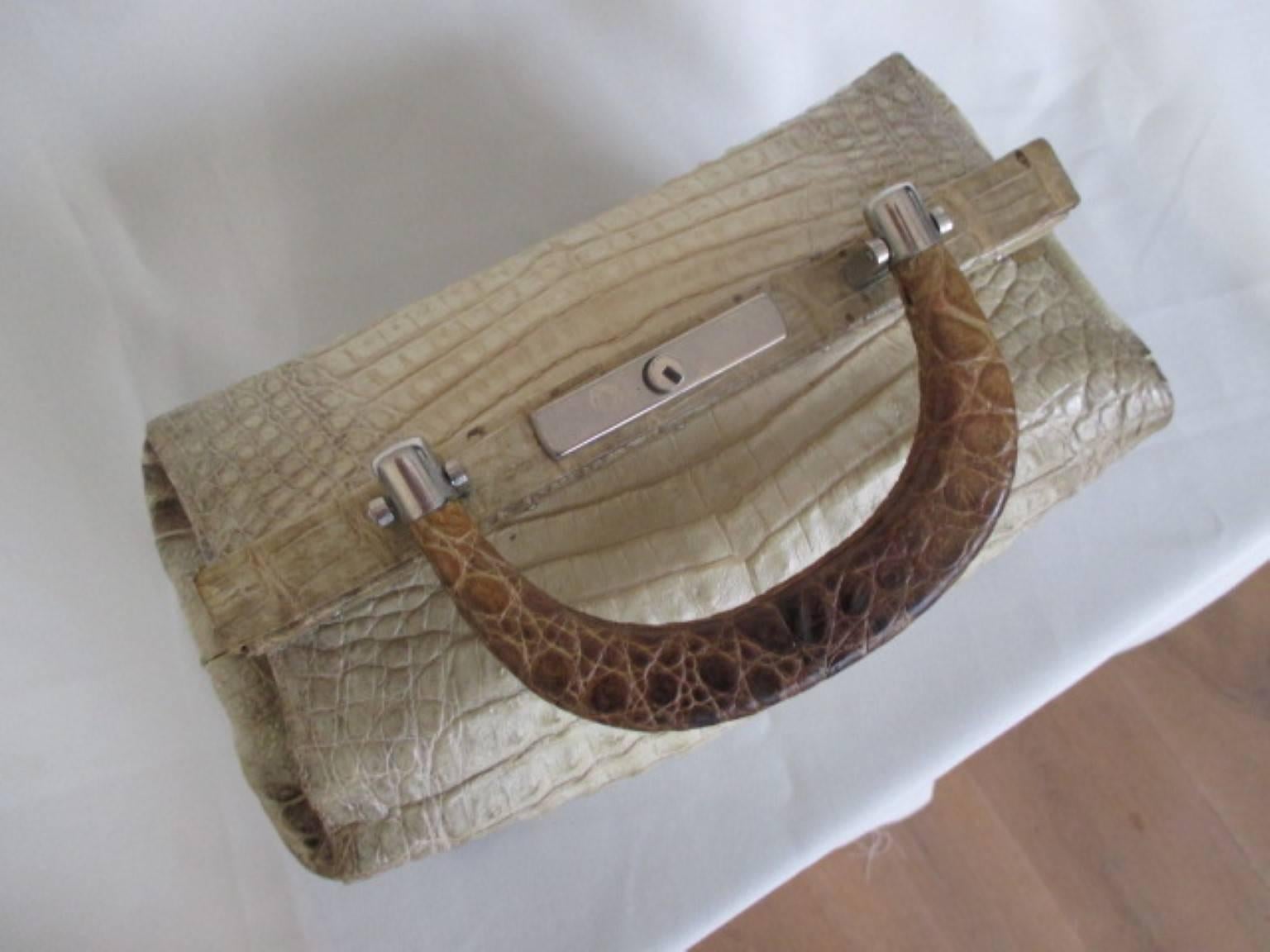 exclusive petite crocodile/alligator leather top handle handbag 9.84 inch 2