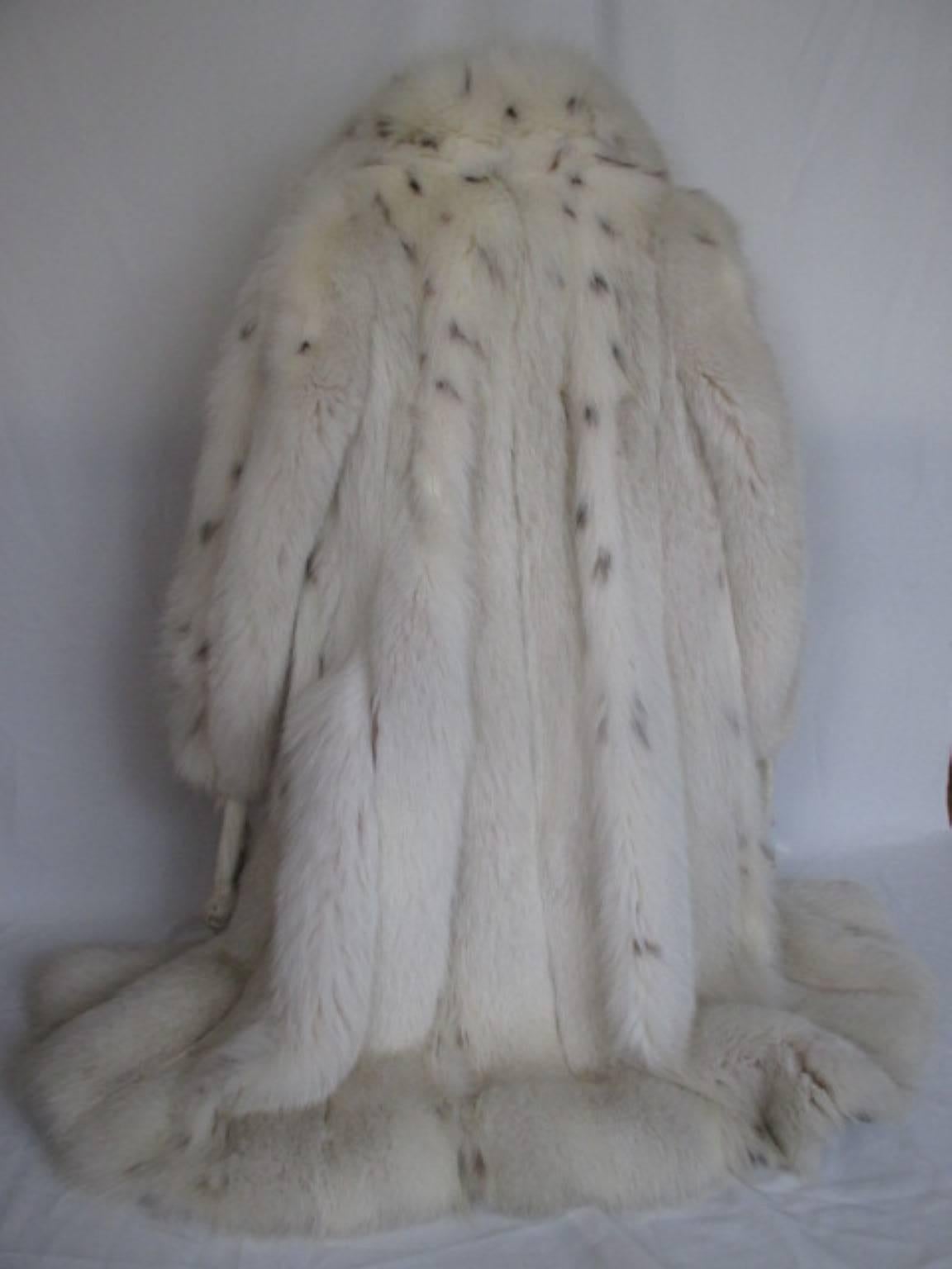 Gray high quality lynx dyed fox fur coat