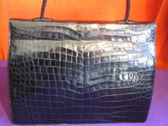 Exclusive Black Exotic Leather Kelly Style Handbag