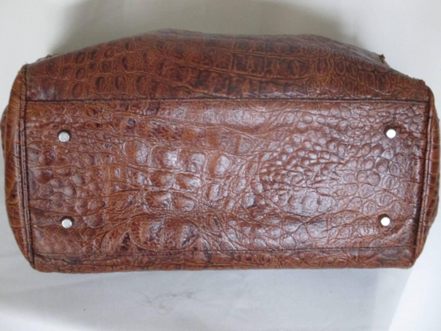 embossed crocodile leather bag