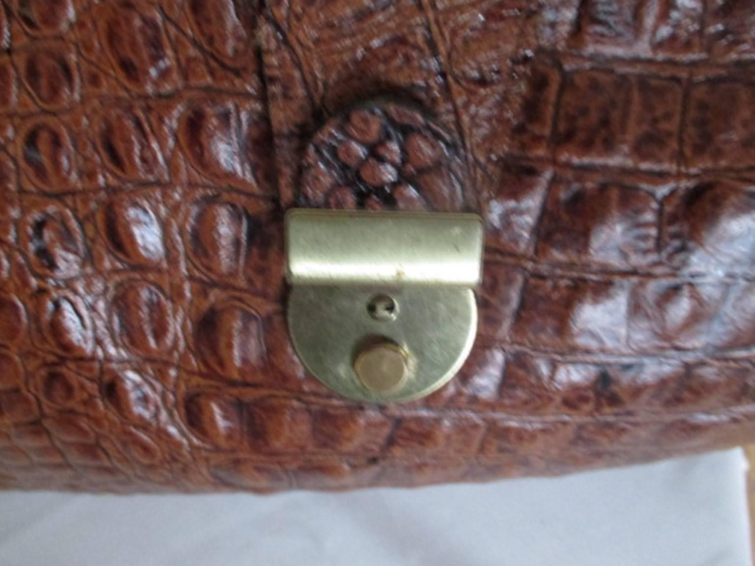 Little Embossed Crocodile Leather Doctor Bag In Fair Condition In Amsterdam, NL