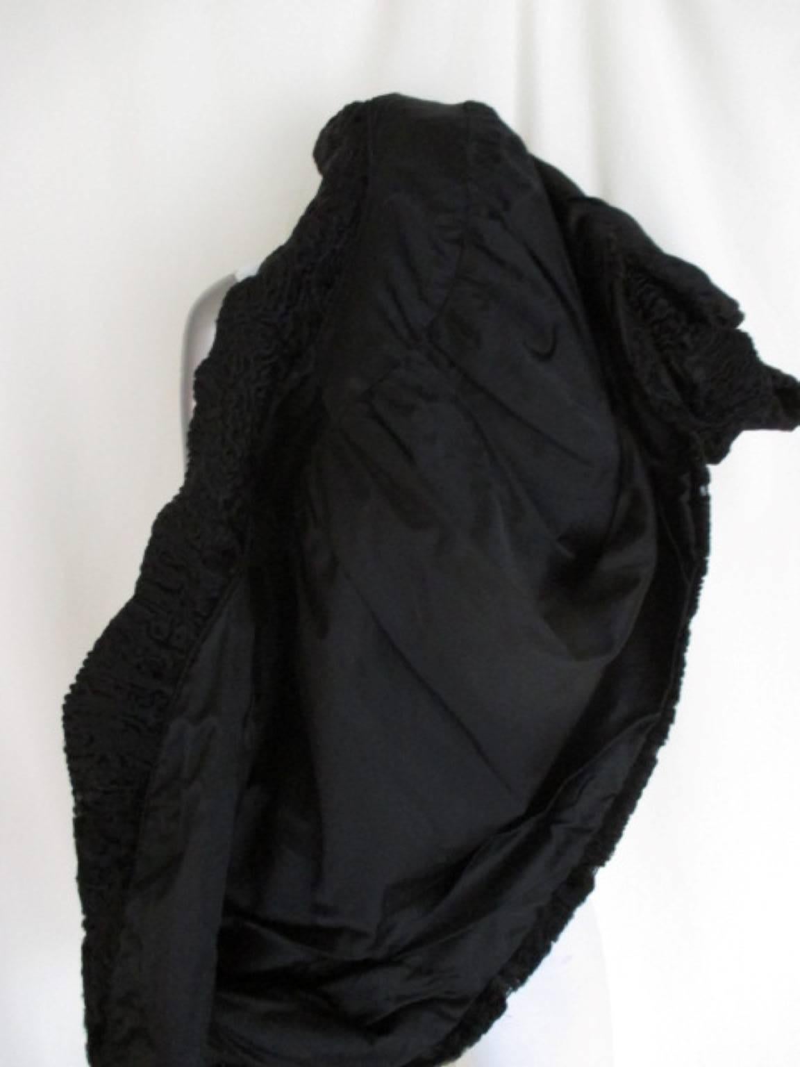 Women's or Men's Exclusive Black Short Persian Lamb fur cape/jacket For Sale