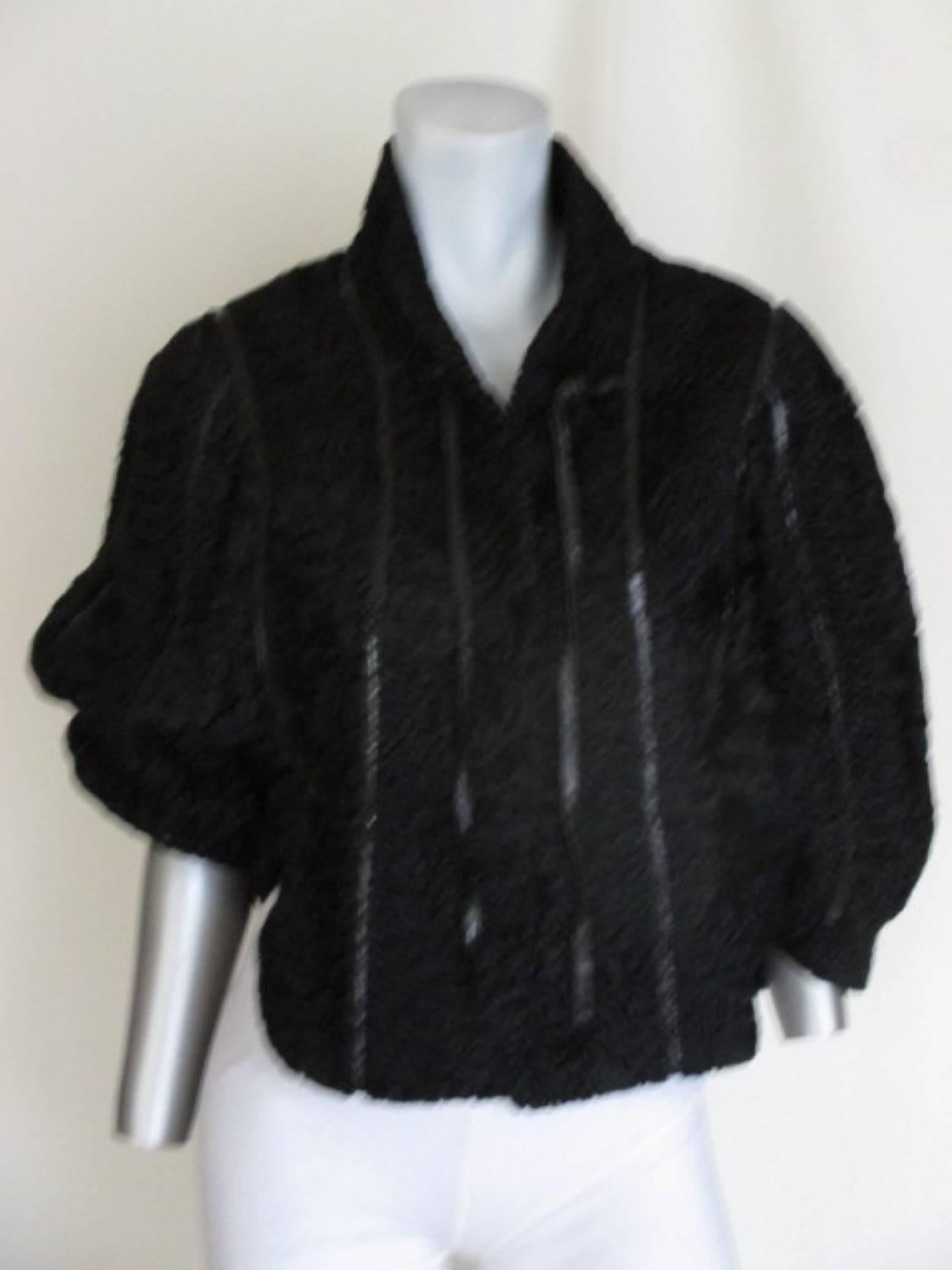 Exclusive Black Short Persian Lamb fur cape/jacket In Good Condition For Sale In Amsterdam, NL