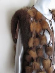 fringe sleeveless fur/leather vest