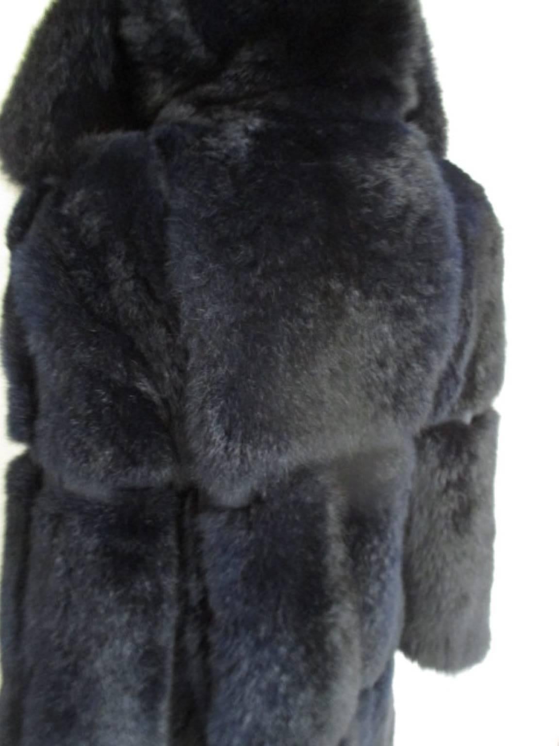 Pierre Balmain Dark Blue Fur Coat For Sale at 1stDibs | balmain fur ...