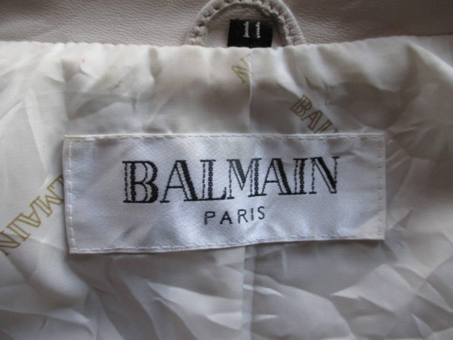 Veste en cuir souple Balmain Paris État moyen - En vente à Amsterdam, NL