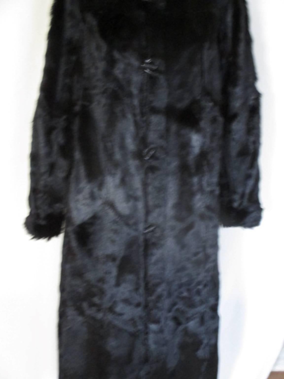 Women's Reversible Black Suede and Fur Coat For Sale