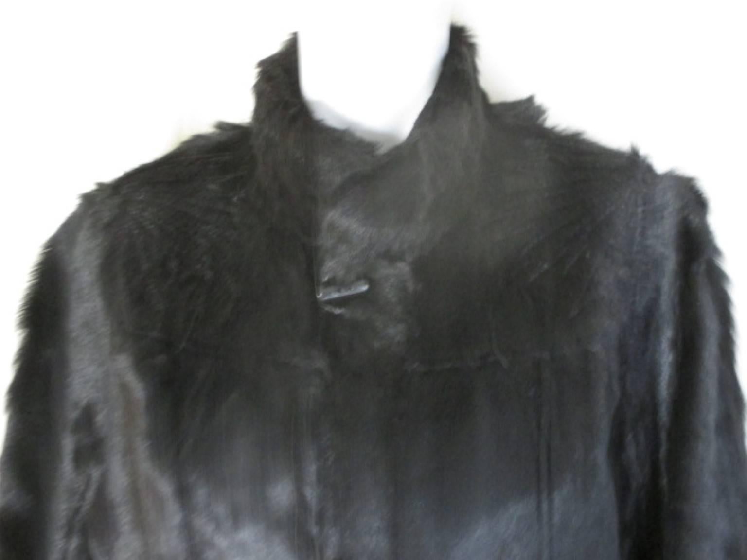 Reversible Black Suede and Fur Coat  For Sale 1