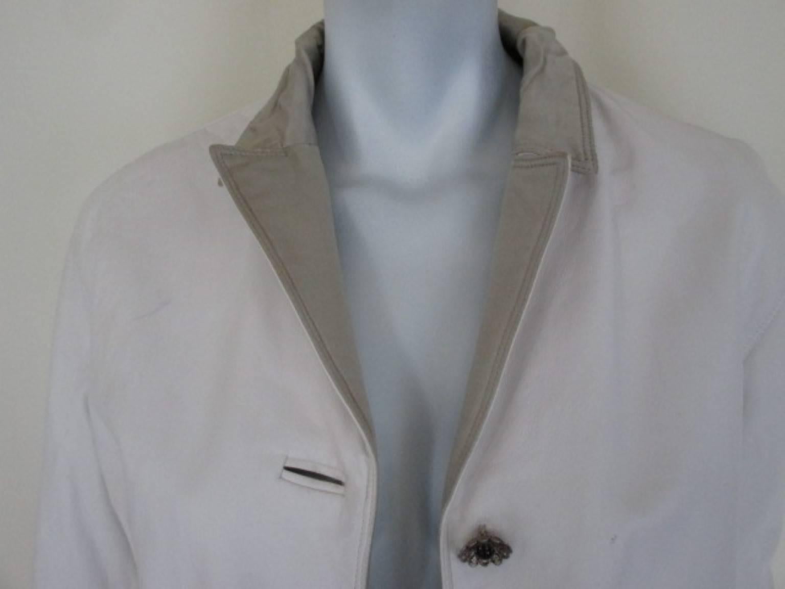 Gray Gianni Versace White Leather Coat For Sale
