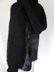 hooded knitted/ black mink fur vest