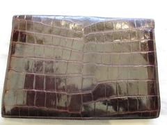 Rare Hermes Crocodile Pan Clutch with Sterling Silver Hardware