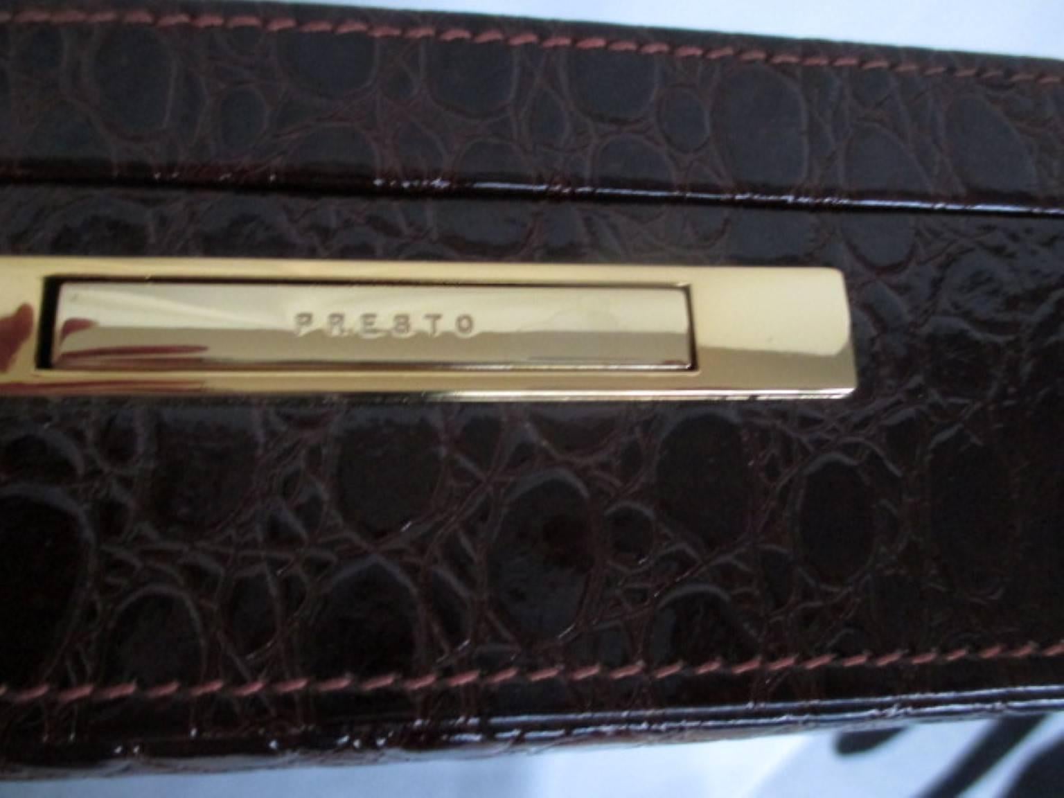 Black Business Class Patent Leather Presto Briefcase  For Sale