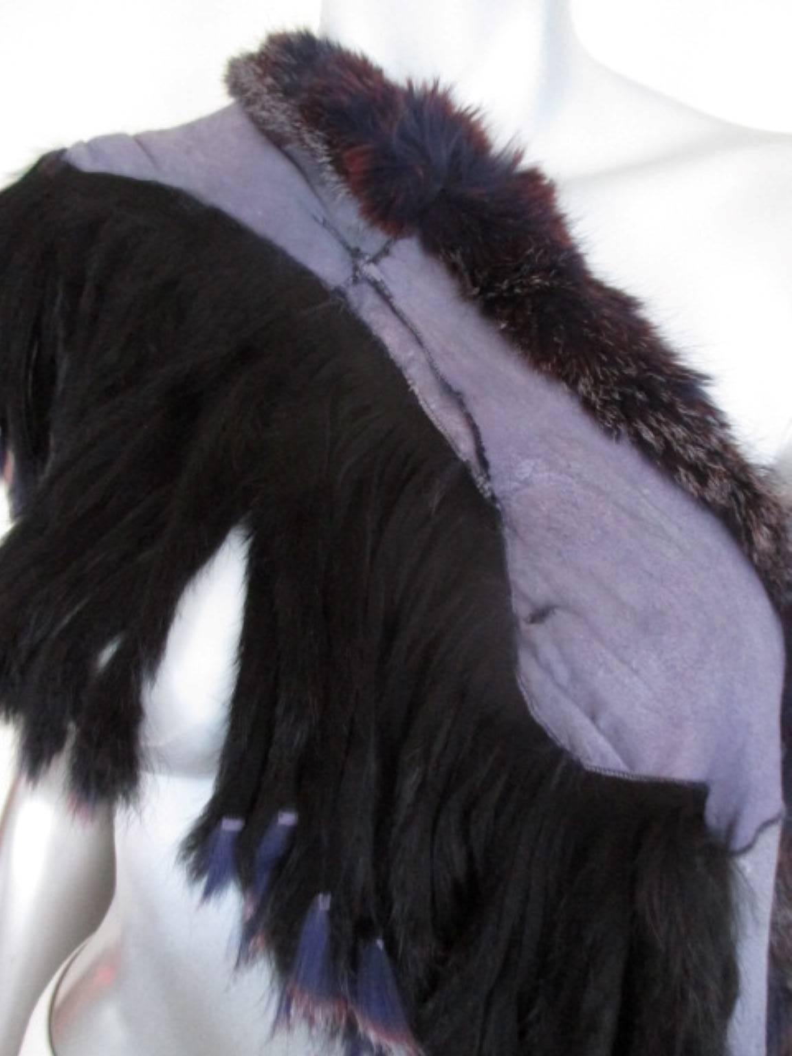 fabulous fringed dyed fox fur stole For Sale 3