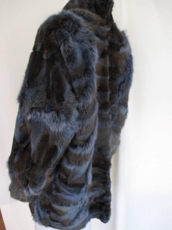 beautiful blue/brown dyed fox fur coat For Sale at 1stdibs