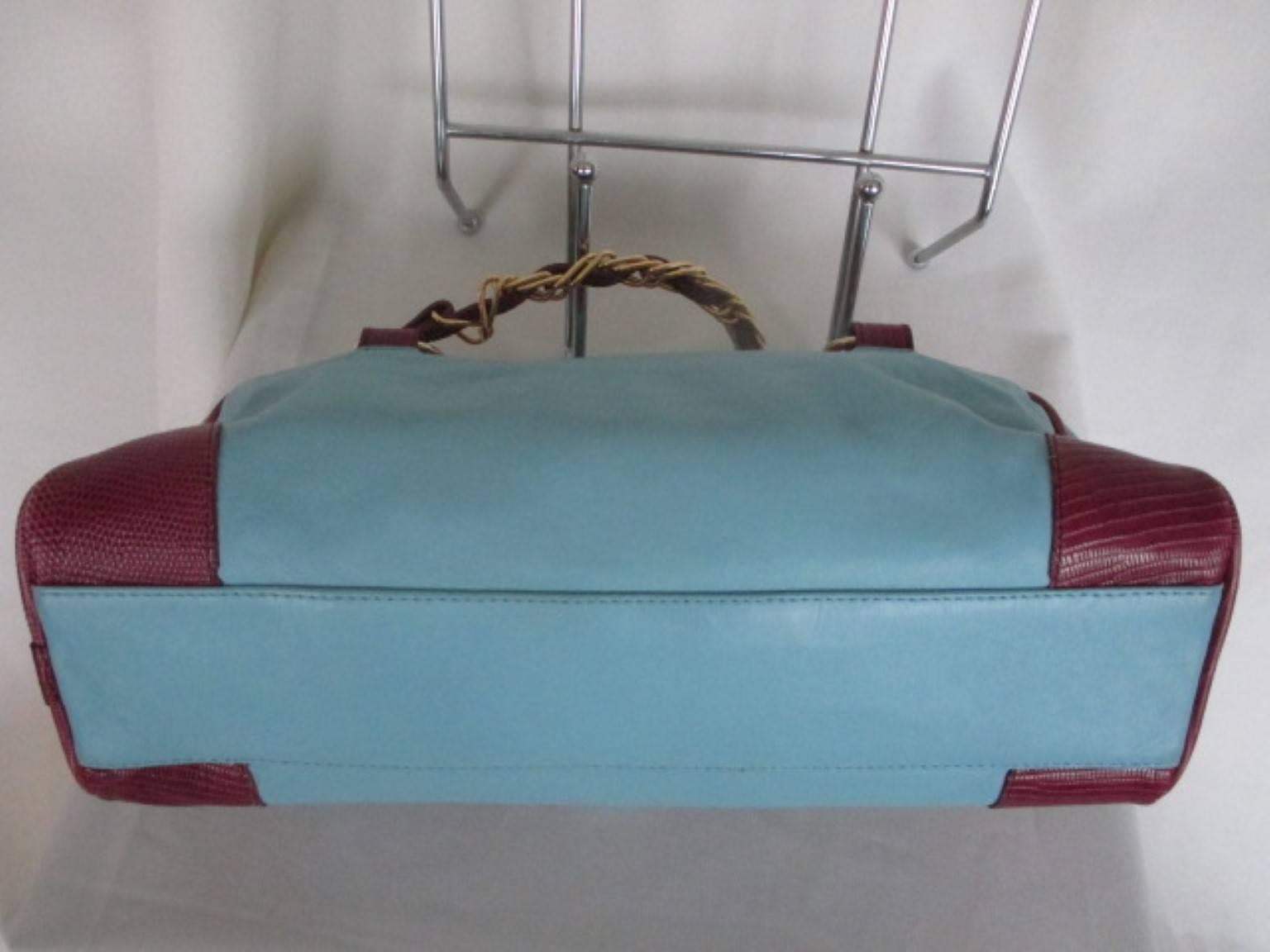 turquoise leather backpack