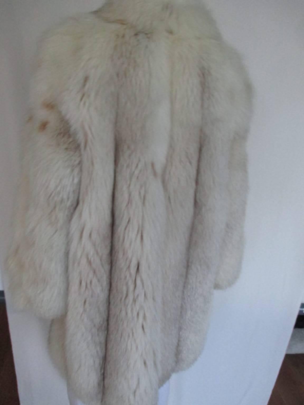 Gray Three Quarter Length Lynx Dyed Fox Fur Coat