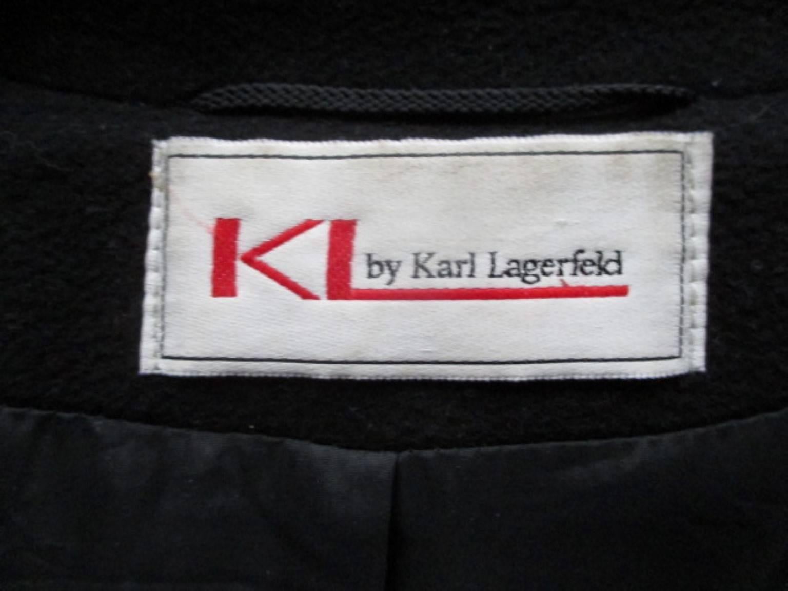 Karl Lagerfeld Schwarzer Mantel aus Kaschmirwolle im Zustand „Gut“ im Angebot in Amsterdam, NL