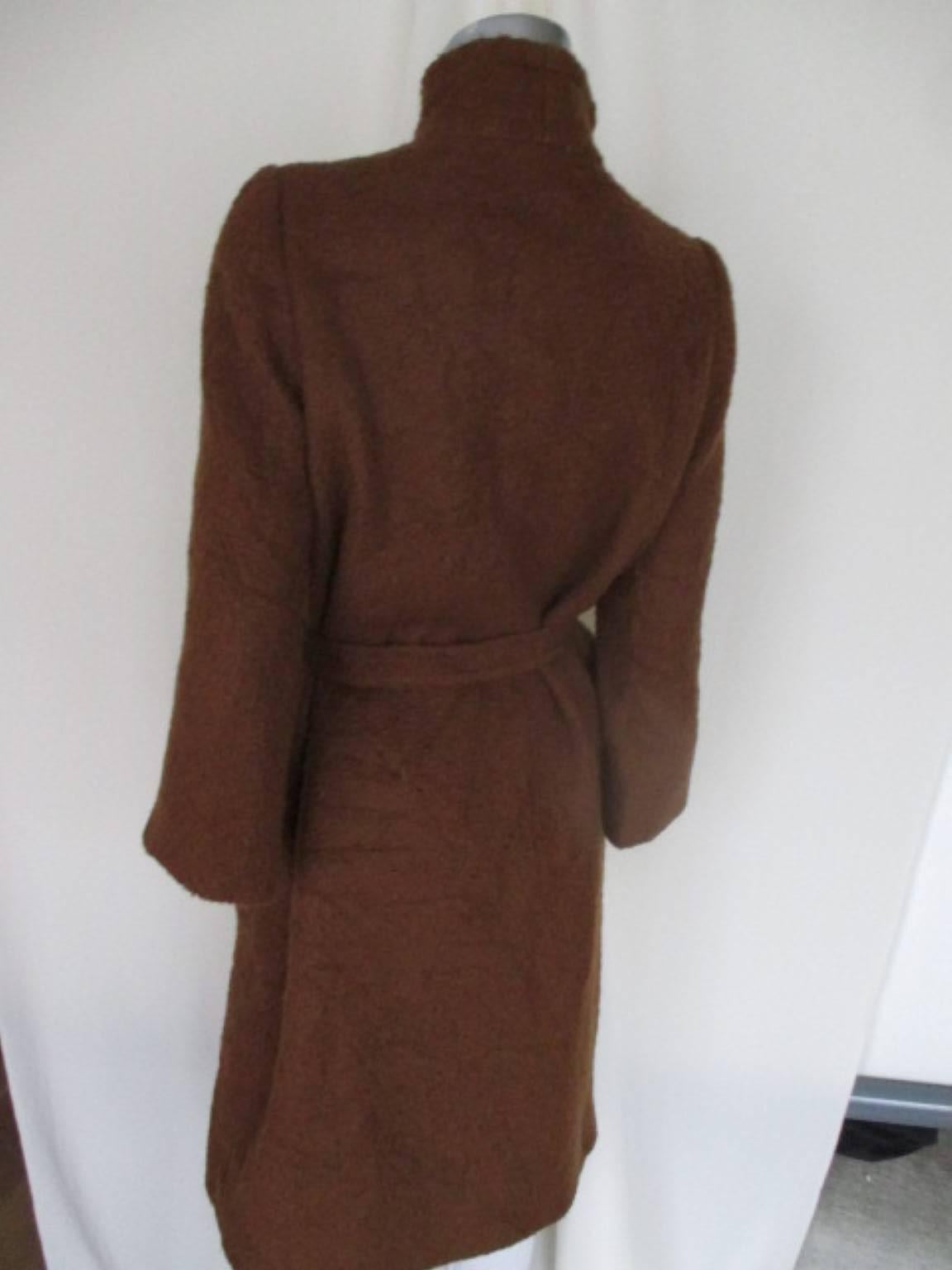 Pierre Balmain Paris Brown Belted Wool Coat  In Good Condition For Sale In Amsterdam, NL